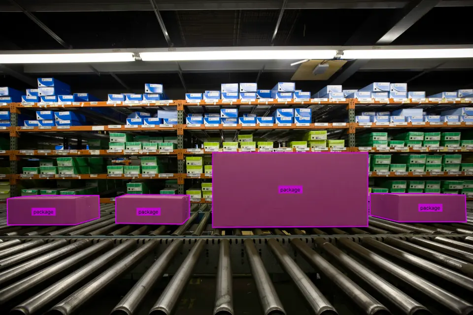 conveyor belt with packages on it