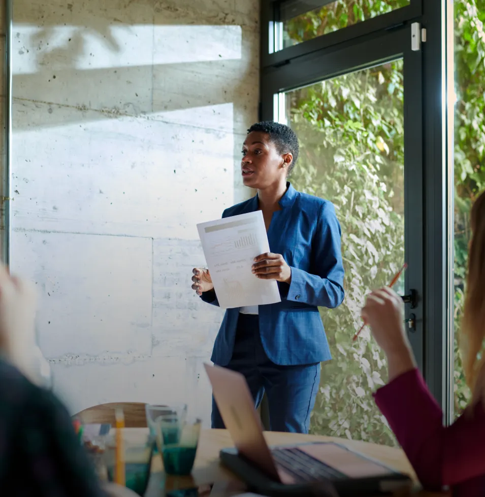 A woman giving a presentation