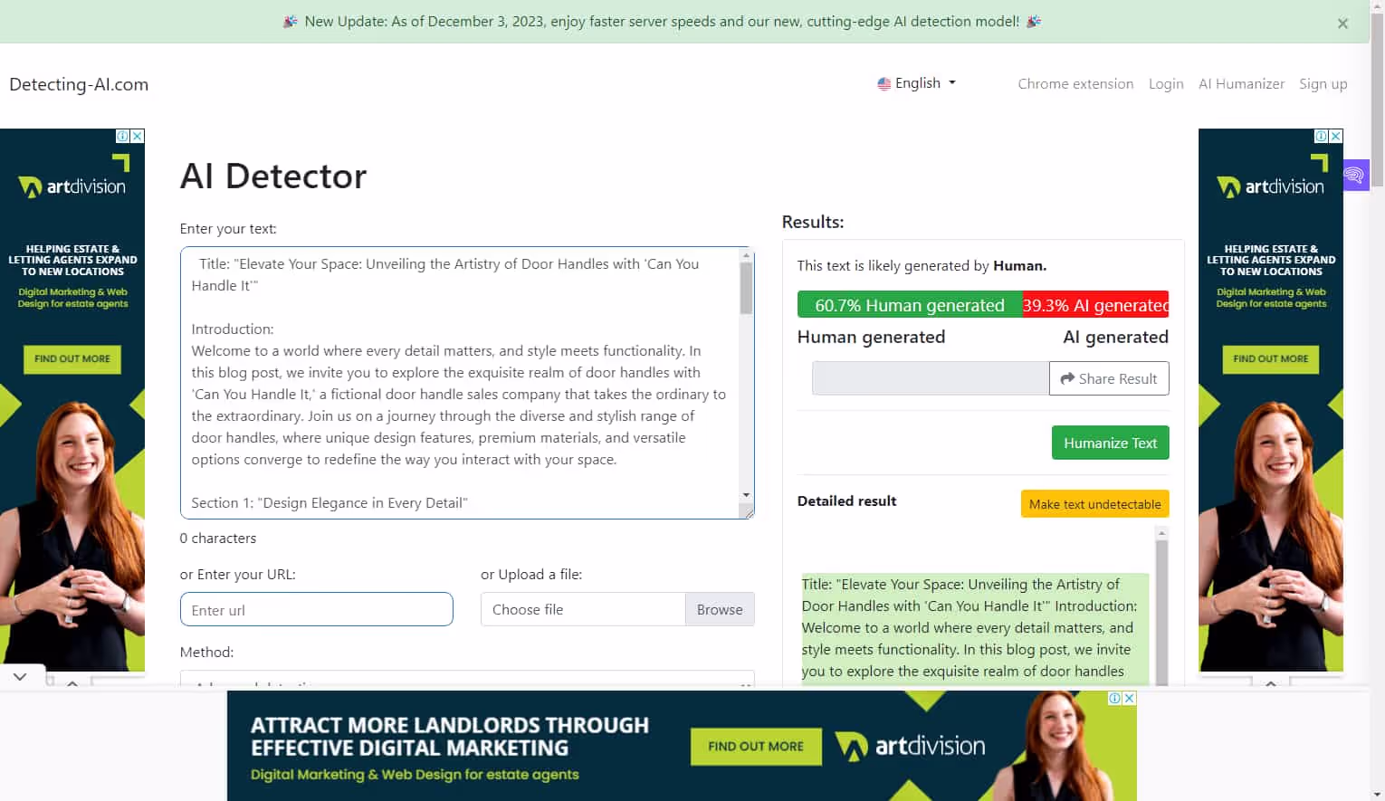 Detecting-AI.com Fail to Detect The Chatgpt Generated Blog Content